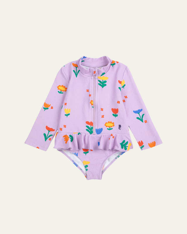 Girl's Gardy Party Rashguard One-Piece Swimsuit, Size Newborn-24